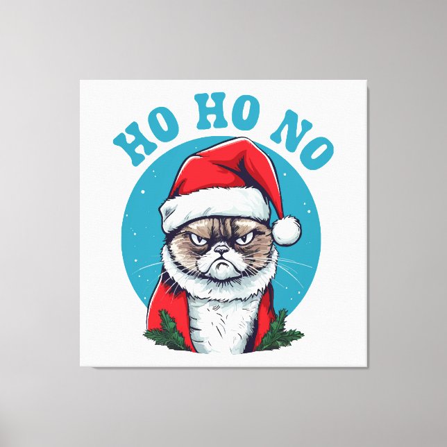Ho ho no - funny grumpy santa cat canvas print (Front)