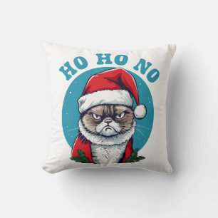 Ho ho no - funny grumpy santa cat cushion