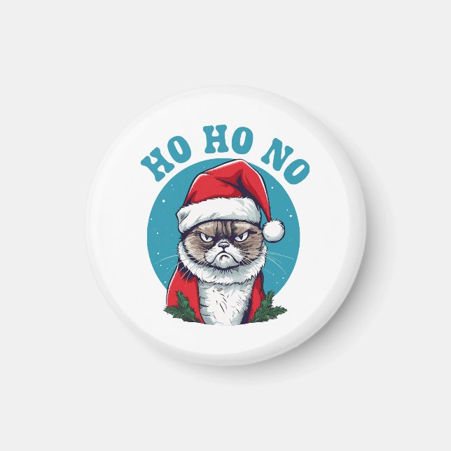Ho ho no - funny grumpy santa cat magnet (Front)