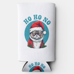 Ho ho no - funny grumpy santa cat seltzer can cooler