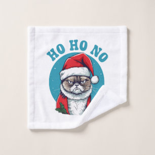 Ho ho no - funny grumpy santa cat wash cloth