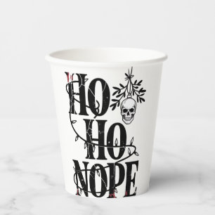 Ho Ho Nope" Funny Spooky Gothic Skull Paper Cups