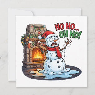 Ho Ho Oh No Melting Snowman Funny Christmas Design Invitation