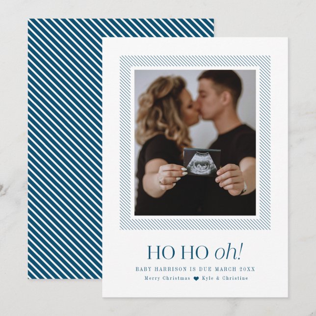 Ho Ho Oh Pregnancy Announcement Christmas Card (Front/Back)
