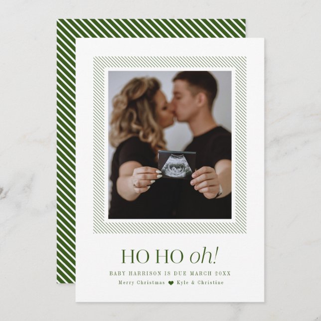 Ho Ho Oh Pregnancy Announcement Christmas Card (Front/Back)