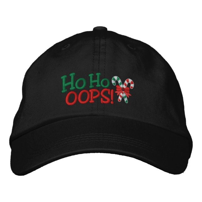 Ho Ho OOPS! Embroidery Candy Canes Embroidered Hat (Front)