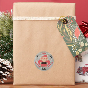 Ho Ho Santa Ivory Glitter Classic Round Sticker
