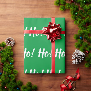 Ho Ho Typography Seasonal Christmas Green Holiday Wrapping Paper