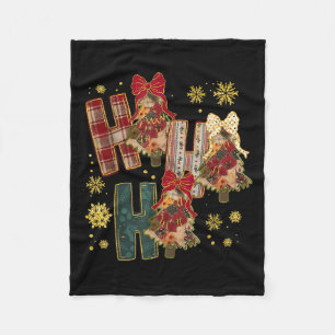 Ho Ho Xmas Ho Patchwork Coquette Cow Plaid Christm Fleece Blanket