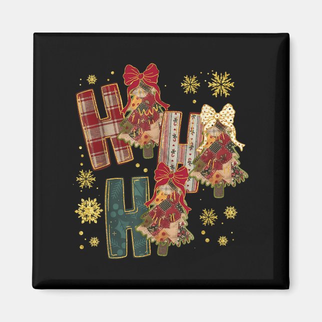 Ho Ho Xmas Ho Patchwork Coquette Cow Plaid Christm Magnet (Front)