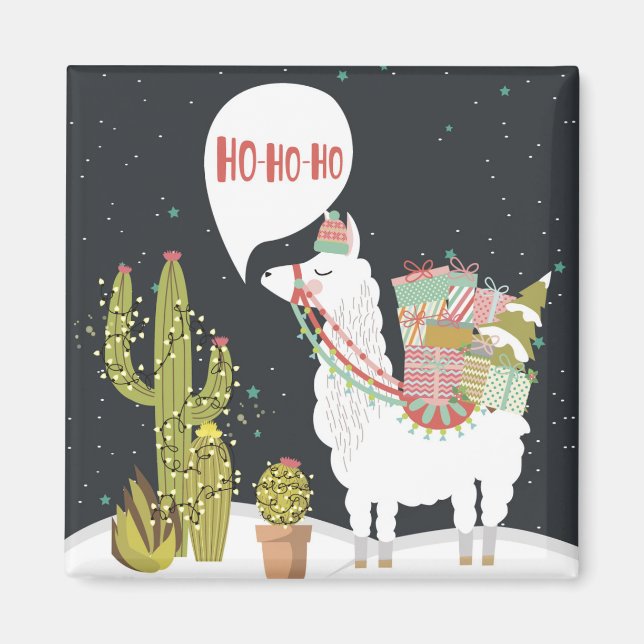 Ho-HoHo Holiday Llama Magnet (Front)