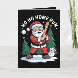 Ho Home Run Christmas Santa Baseball Snowman Xmas Card