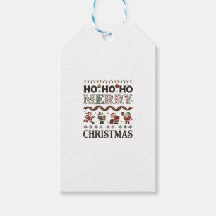 Ho Merry Christmas Santas Plaid Ribbon Gift Tags