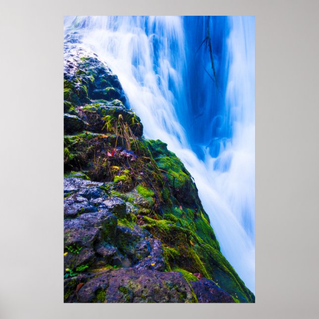 Ho‘opi‘i Falls, Blue Water, Kauai, Hawaii Poster (Front)