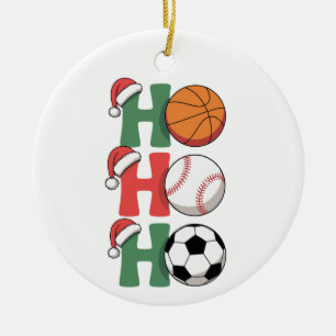Ho Santa Christmas Basketball Baseball Soccer Xmas Ceramic Tree Decoration