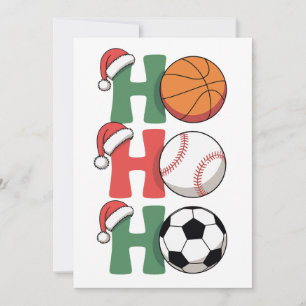 Ho Santa Christmas Basketball Baseball Soccer Xmas Holiday Card