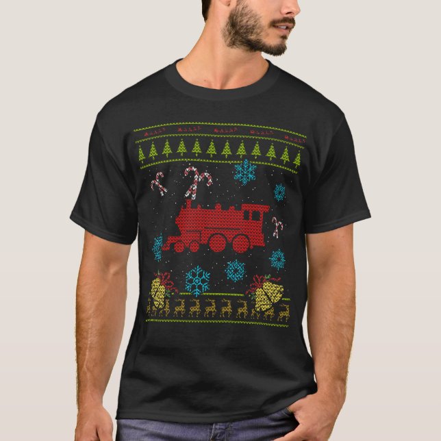 HO Scale Train Christmas Ugly Sweater Toy Train (Front)