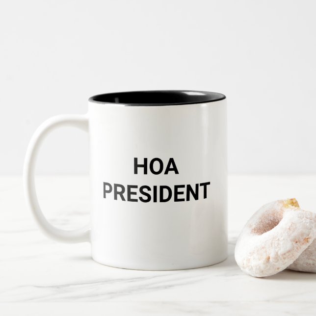 HOA President Funny Neighborhood Leader Two-Tone Coffee Mug (With Donut)