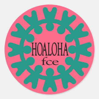 Hoaloha Teal on Pink Round Sticker