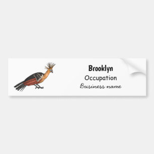 Hoatzin bird cartoon illustration  bumper sticker
