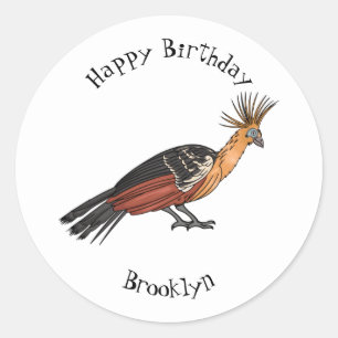 Hoatzin bird cartoon illustration classic round sticker