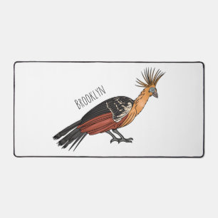 Hoatzin bird cartoon illustration desk mat