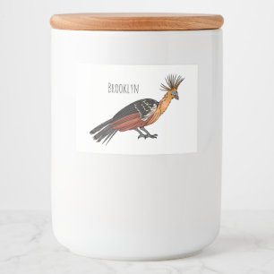 Hoatzin bird cartoon illustration  food label