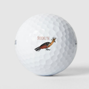 Hoatzin bird cartoon illustration golf balls