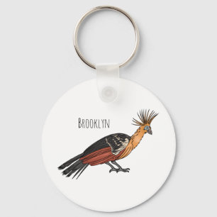 Hoatzin bird cartoon illustration key ring