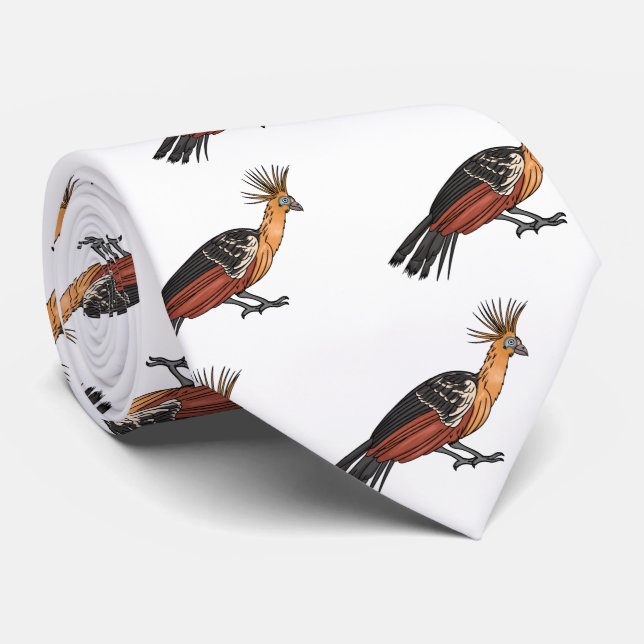 Hoatzin bird cartoon illustration tie (Rolled)