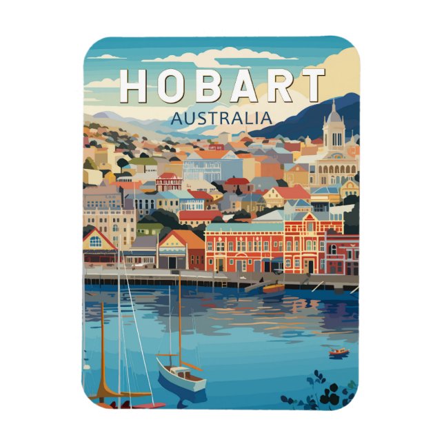 Hobart Australia Travel Art Vintage Magnet (Vertical)