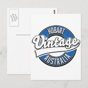 Hobart australia vintage style logo postcard