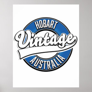 Hobart australia vintage style logo poster