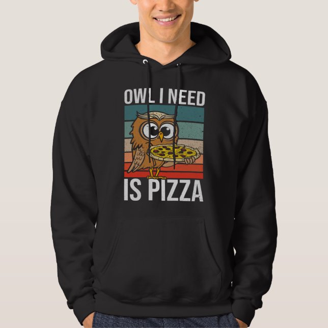 Hobby Chef Wildlife Owls Ironic Pizza Chef Hoodie (Front)