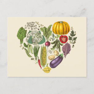 Hobby Garden Vegetable Growing Heart Postcard