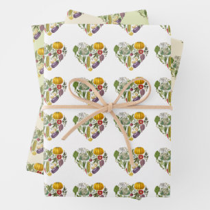 Hobby Garden Vegetable Growing Heart Wrapping Paper Sheet