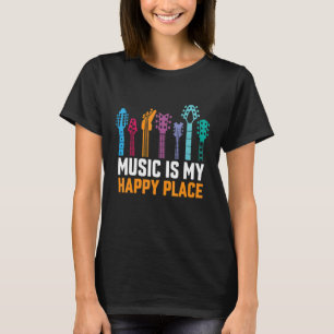 Hobby of Collecting Guitars Music Is My Happy Plac T-Shirt