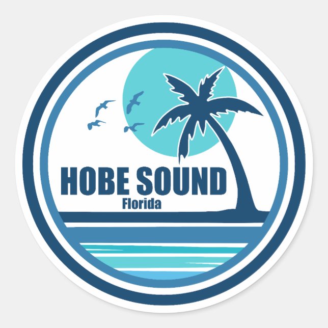 Hobe Sound Florida Palm Tree Birds Classic Round Sticker (Front)