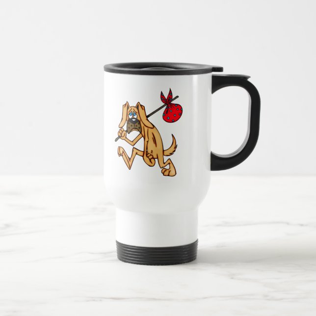 Hobo Bum Cartoon Dog Travel Mug (Right)