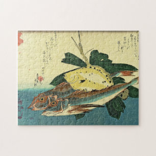 Hobo & Karei - Hiroshige's Japanese Fish Print Jigsaw Puzzle