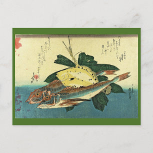 Hobo & Karei - Hiroshige's Japanese Fish Print Postcard