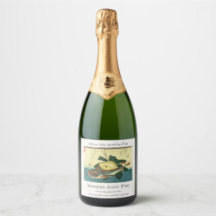 Hobo & Karei - Hiroshige's Japanese Fish Print Sparkling Wine Label