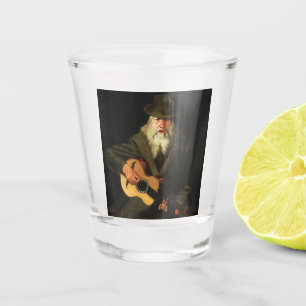 Hobo Musician (Guitarist Old Man) (Vintage) Shot Glass