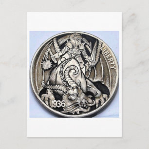Hobo nickel 1936 buffalo nickel coin. Postcard