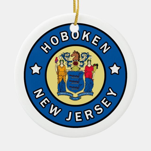 Hoboken New Jersey Ceramic Tree Decoration (Front)