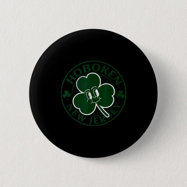 Hoboken New Jersey Irish Shamrock Nj Retro Souveni 6 Cm Round Badge (Front)