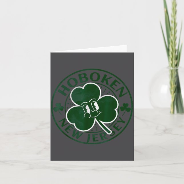Hoboken New Jersey Irish Shamrock Nj Retro Souveni Card (Front)