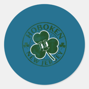 Hoboken New Jersey Irish Shamrock Nj Retro Souveni Classic Round Sticker