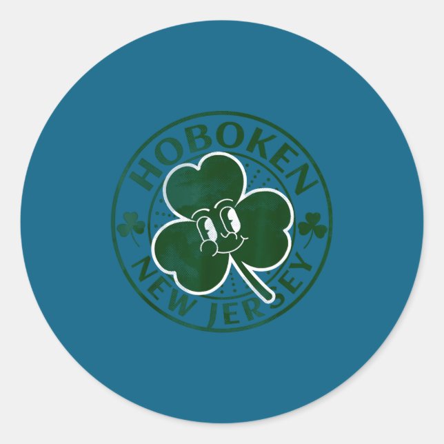 Hoboken New Jersey Irish Shamrock Nj Retro Souveni Classic Round Sticker (Front)