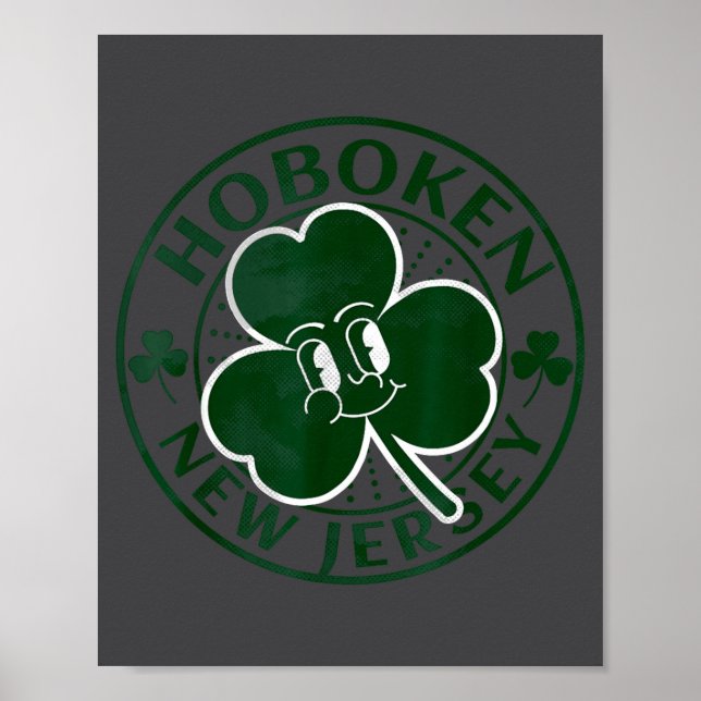 Hoboken New Jersey Irish Shamrock Nj Retro Souveni Poster (Front)